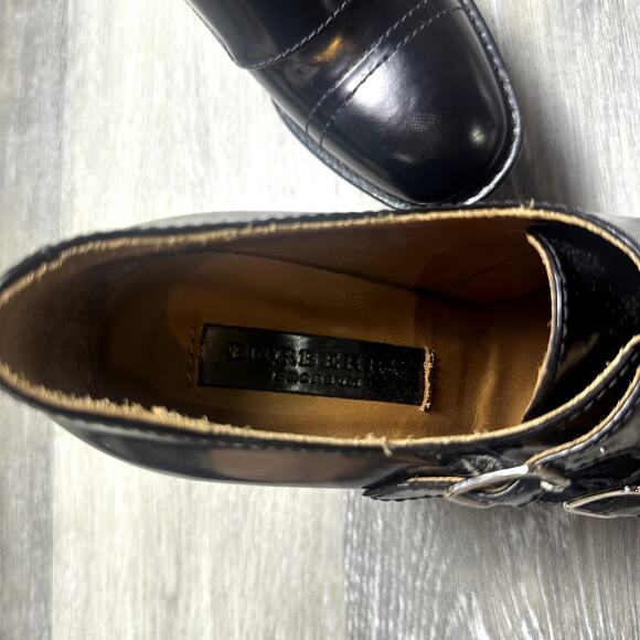 Burberry Black Prorsum Leather Monk Double Buckle Platform Wedge - Picture 10 of 12